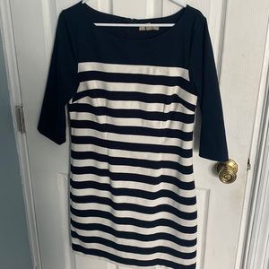 Navy & white striped Banana Republic shift dress
